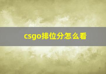 csgo排位分怎么看