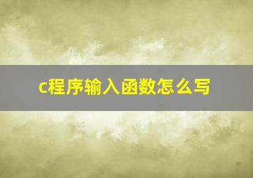 c程序输入函数怎么写