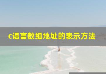 c语言数组地址的表示方法