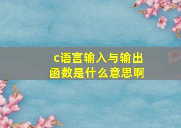 c语言输入与输出函数是什么意思啊