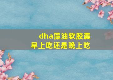 dha藻油软胶囊早上吃还是晚上吃