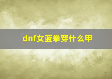 dnf女蓝拳穿什么甲