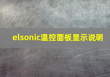 elsonic温控面板显示说明