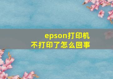 epson打印机不打印了怎么回事