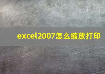 excel2007怎么缩放打印