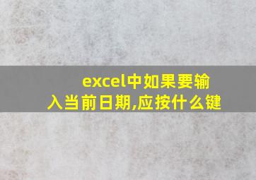 excel中如果要输入当前日期,应按什么键