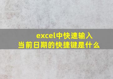 excel中快速输入当前日期的快捷键是什么