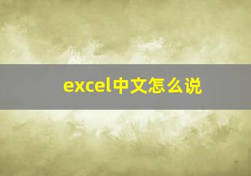 excel中文怎么说