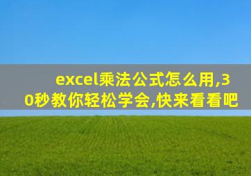 excel乘法公式怎么用,30秒教你轻松学会,快来看看吧