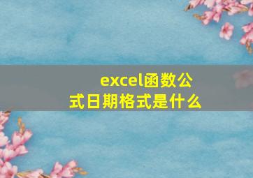 excel函数公式日期格式是什么