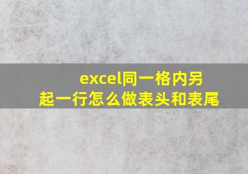 excel同一格内另起一行怎么做表头和表尾