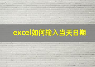 excel如何输入当天日期