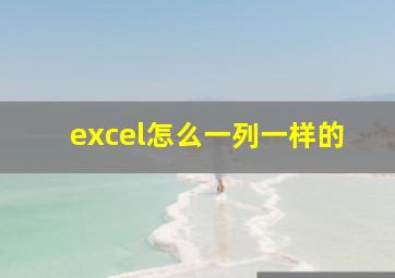 excel怎么一列一样的