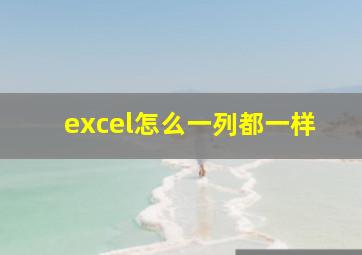 excel怎么一列都一样