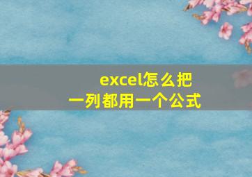 excel怎么把一列都用一个公式