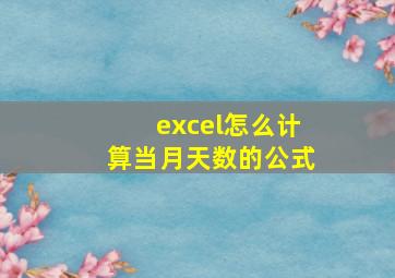 excel怎么计算当月天数的公式