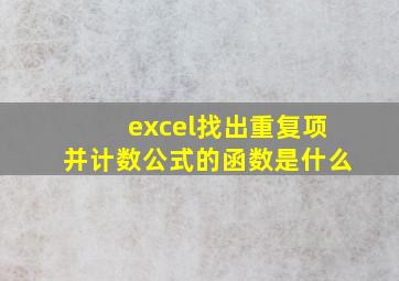 excel找出重复项并计数公式的函数是什么