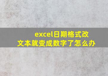 excel日期格式改文本就变成数字了怎么办