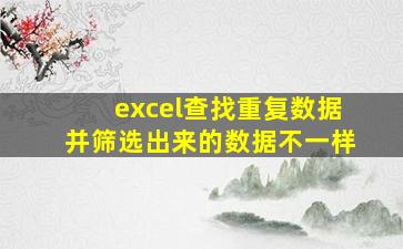 excel查找重复数据并筛选出来的数据不一样