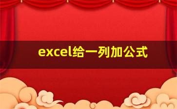 excel给一列加公式