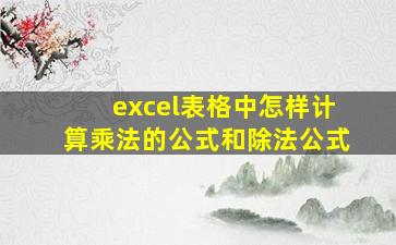 excel表格中怎样计算乘法的公式和除法公式