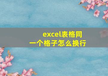 excel表格同一个格子怎么换行