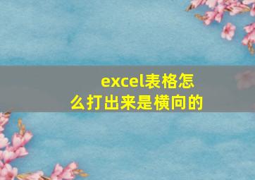 excel表格怎么打出来是横向的