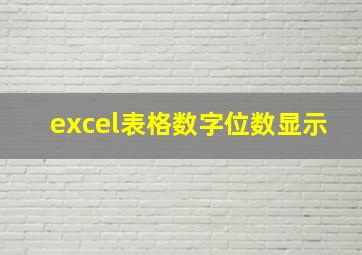 excel表格数字位数显示