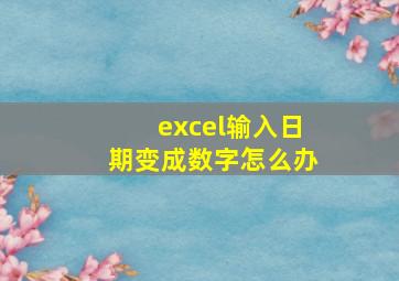 excel输入日期变成数字怎么办