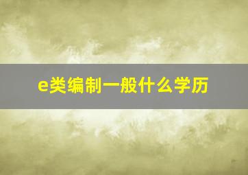 e类编制一般什么学历