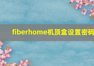 fiberhome机顶盒设置密码