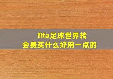 fifa足球世界转会费买什么好用一点的