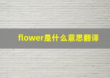 flower是什么意思翻译