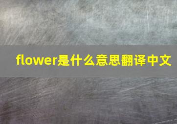 flower是什么意思翻译中文