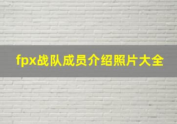 fpx战队成员介绍照片大全