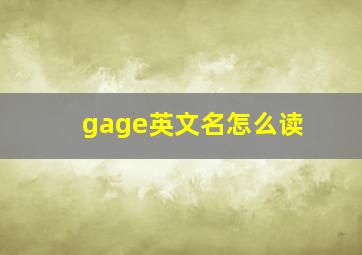 gage英文名怎么读