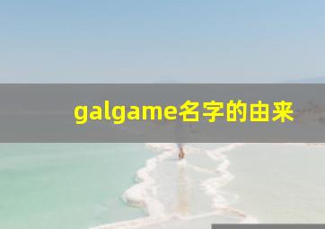 galgame名字的由来