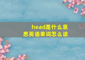 head是什么意思英语单词怎么读