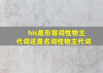 his是形容词性物主代词还是名词性物主代词