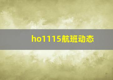 ho1115航班动态