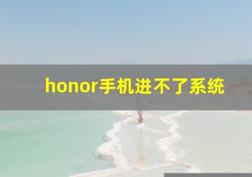 honor手机进不了系统