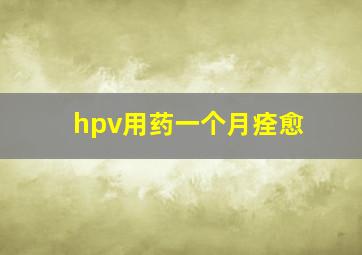 hpv用药一个月痊愈