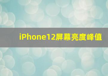 iPhone12屏幕亮度峰值