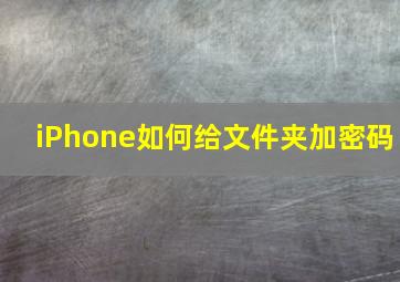 iPhone如何给文件夹加密码