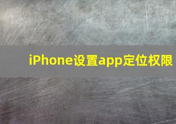 iPhone设置app定位权限