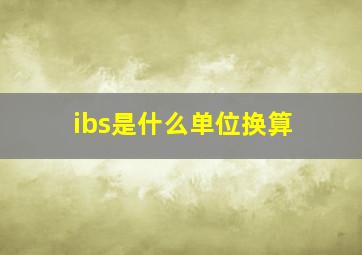 ibs是什么单位换算