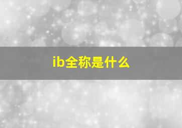 ib全称是什么