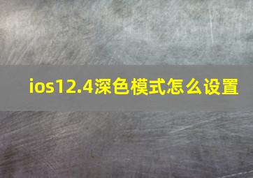 ios12.4深色模式怎么设置