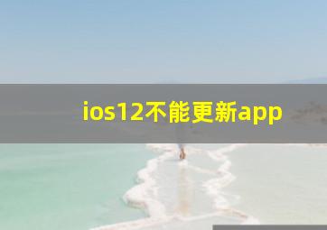 ios12不能更新app