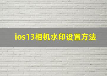 ios13相机水印设置方法